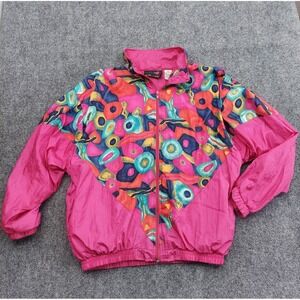 Vtg Active Elements Jacket Women Small Pink Nylon Windbreaker 80s 90s Retro